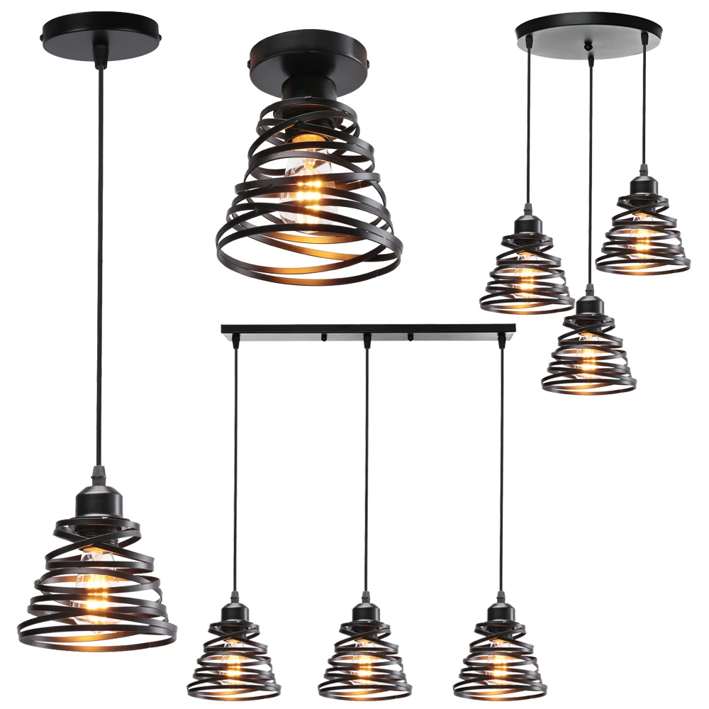 Винтажная Подвесная лампа с железной рамой потолочное освещение краска для