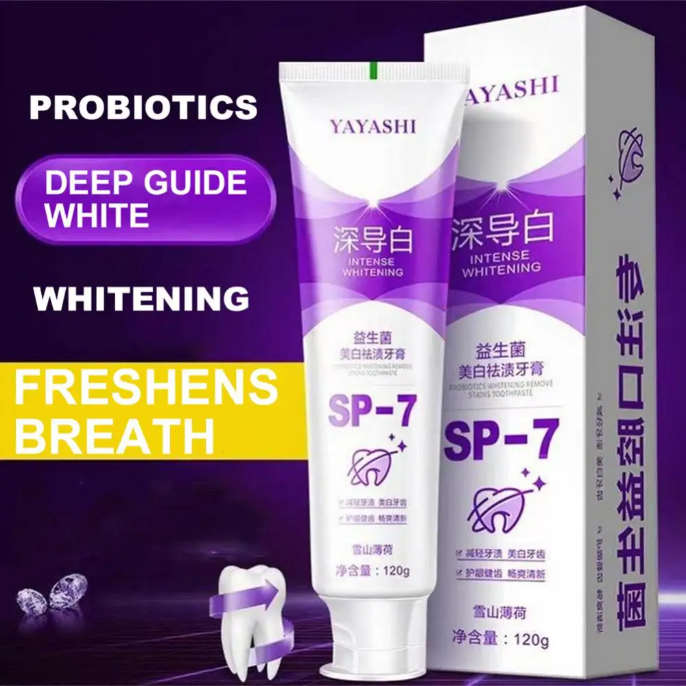 

120g Probiotic Whitening & Stain Removal Toothpaste Brighten Teeth Fresh Breath Improve Yellow Teeth Family Pack for Men & Women