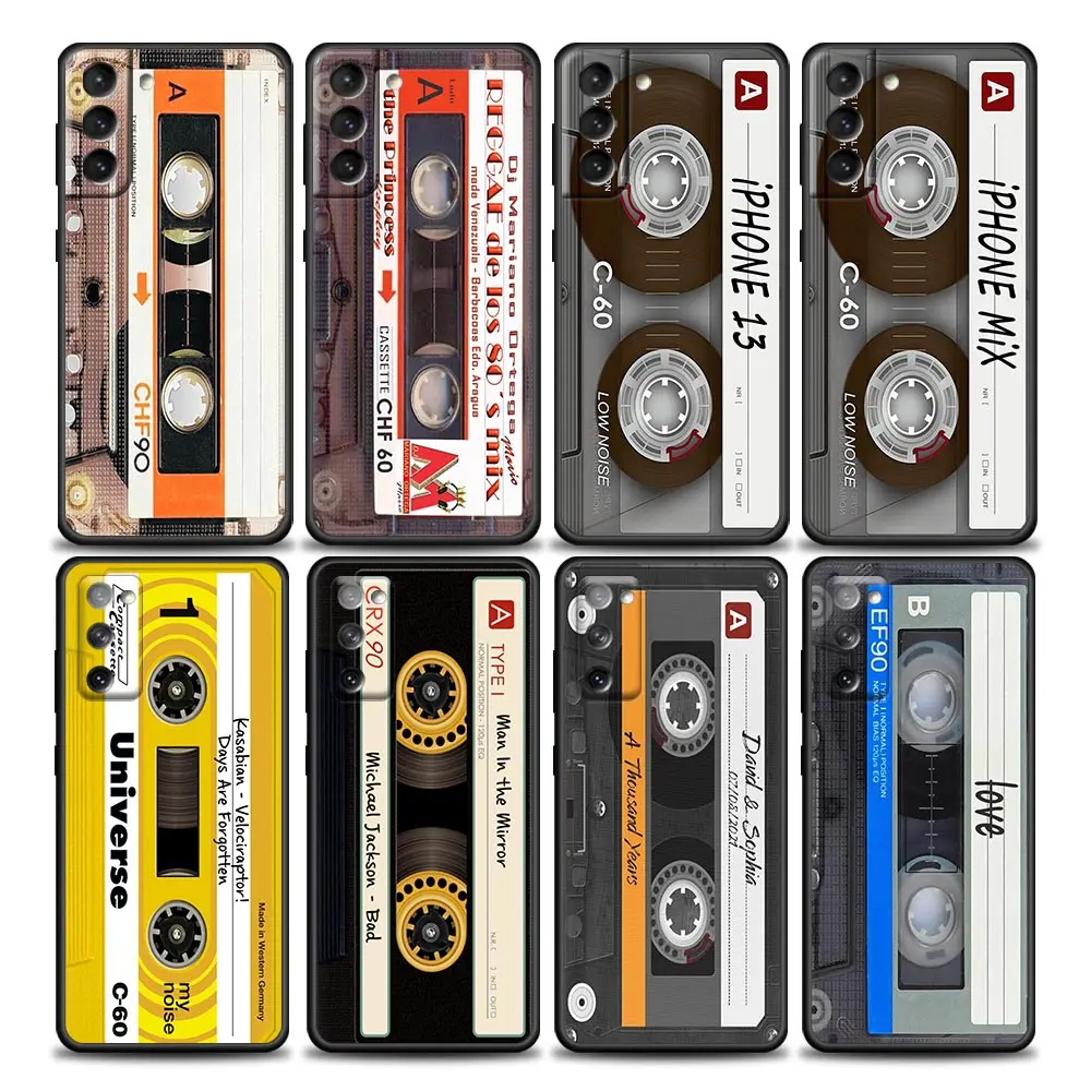 

Retro Music Cassette Tape Vintage Style Case Cover For Samsung Galaxy S21 S22 S20 S 21 Ultra FE Plus S7 S8 S9 S10 Plus Lite Case