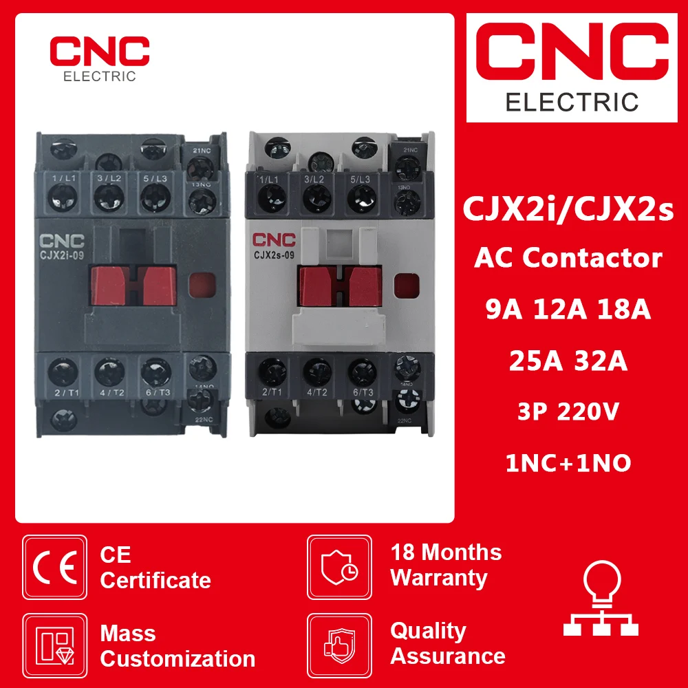 CNC CJX2i/CJX2s контактор переменного тока 3 фазы полюса без NC катушки напряжения 220 В 50/60