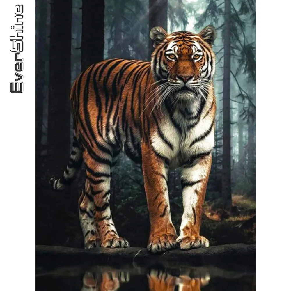 

Evershine Diamond Mosaic Tiger 5D DIY Diamond Painting Animal Forest Cross Stitch New Arrival Rhinestone Embroidery Wall Decor