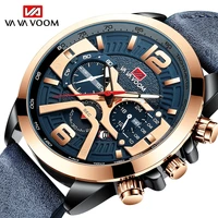 mens sport waterproof casual leather wrist watches for men black top brand luxury military clock fashion chronograph wristwathes