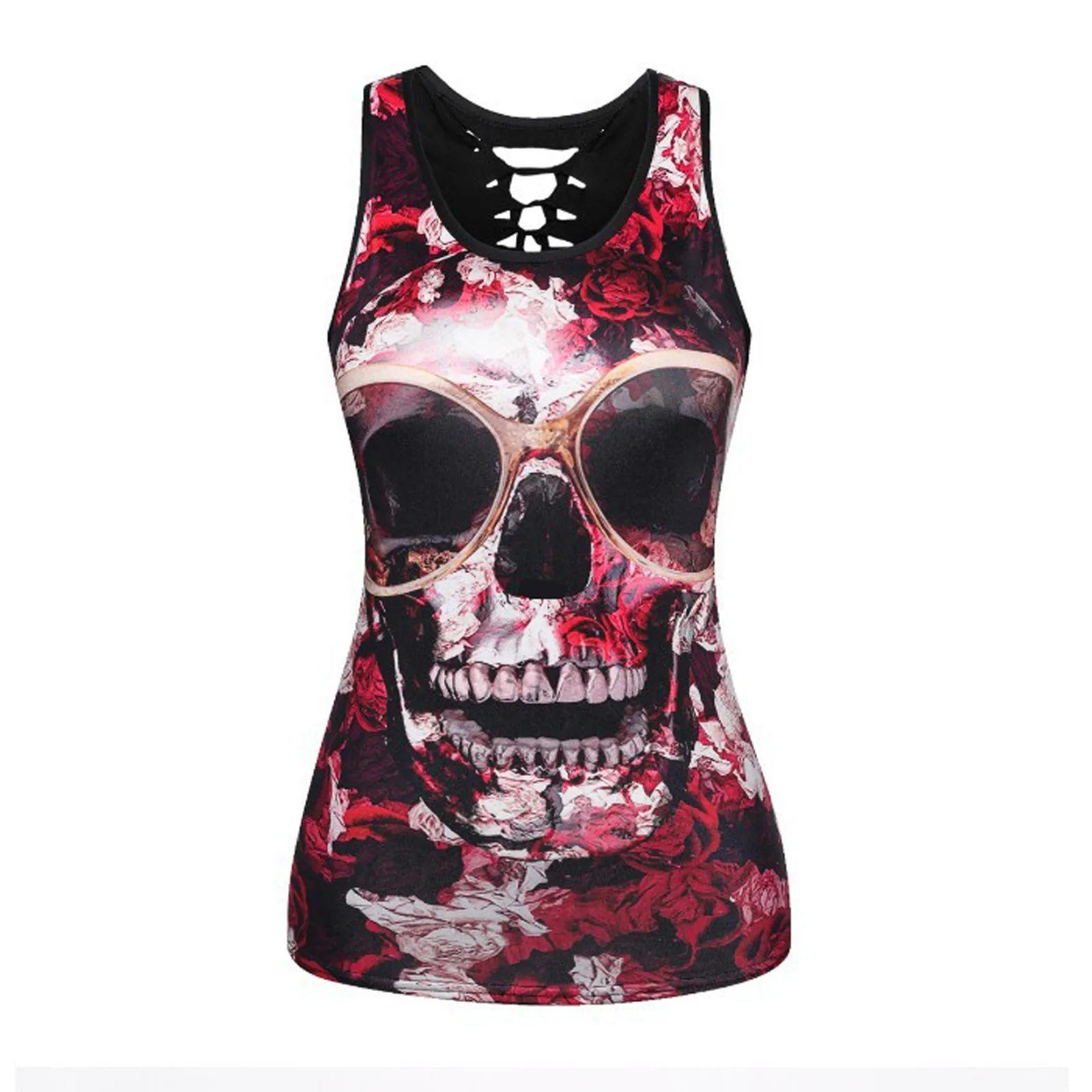 Женская спортивная футболка без рукавов с рисунком скелета футболки флагом