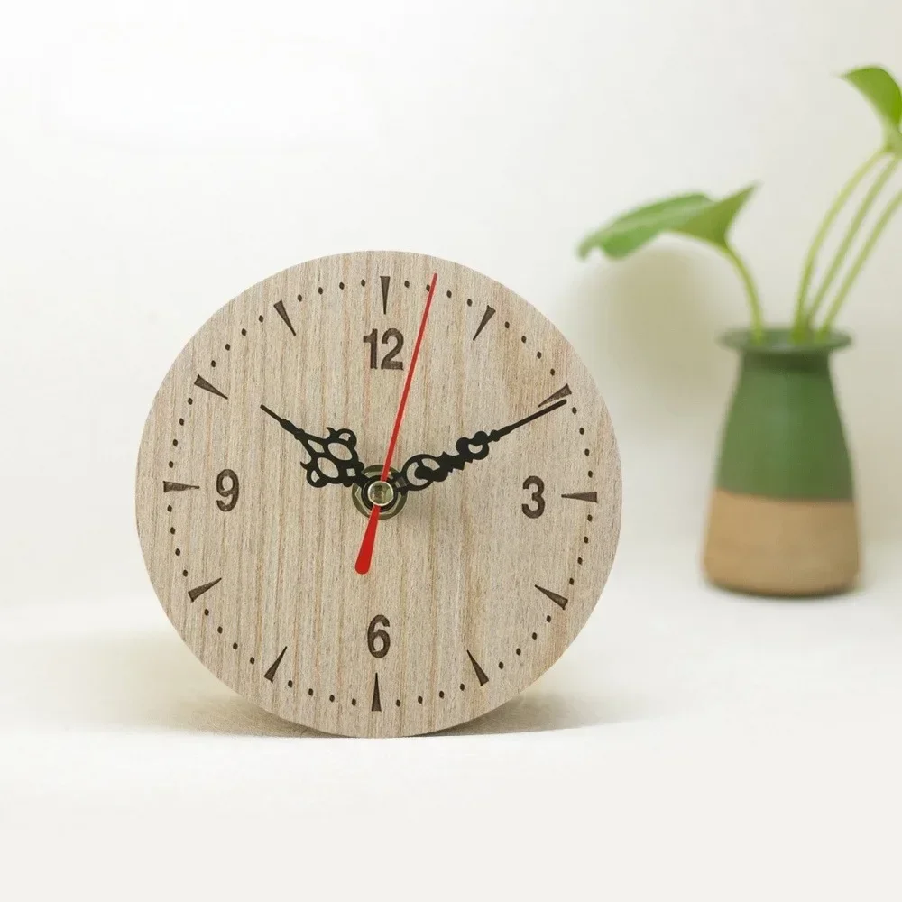 Деревянные Круглые Маленькие Настенные Часы В Стиле Ретро Бесшумные Настольные