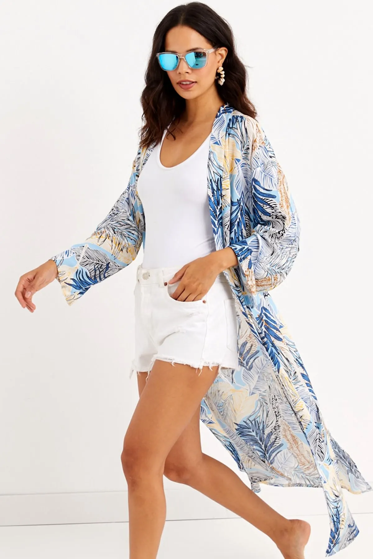 

Women's Kimono Patterned Long Sleeve Stylish Kimono with Side slis Fashion Dressing Gown Gown Gown Bathrobe Dress Summer 2022