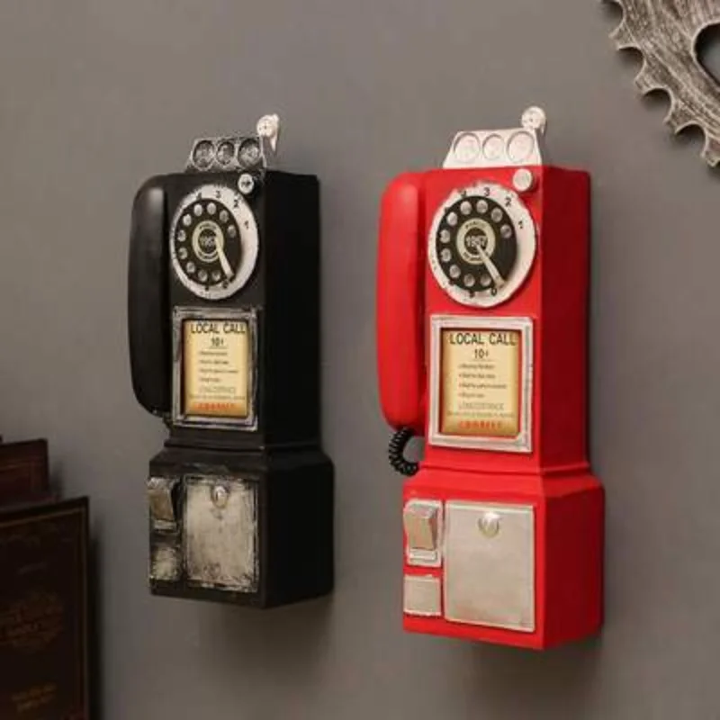 

Nostalgic Telephone Model Resin Handicraft Old Country Telephone Ornament Mini Furniture Wall Ornament Family Gift Movie Prop