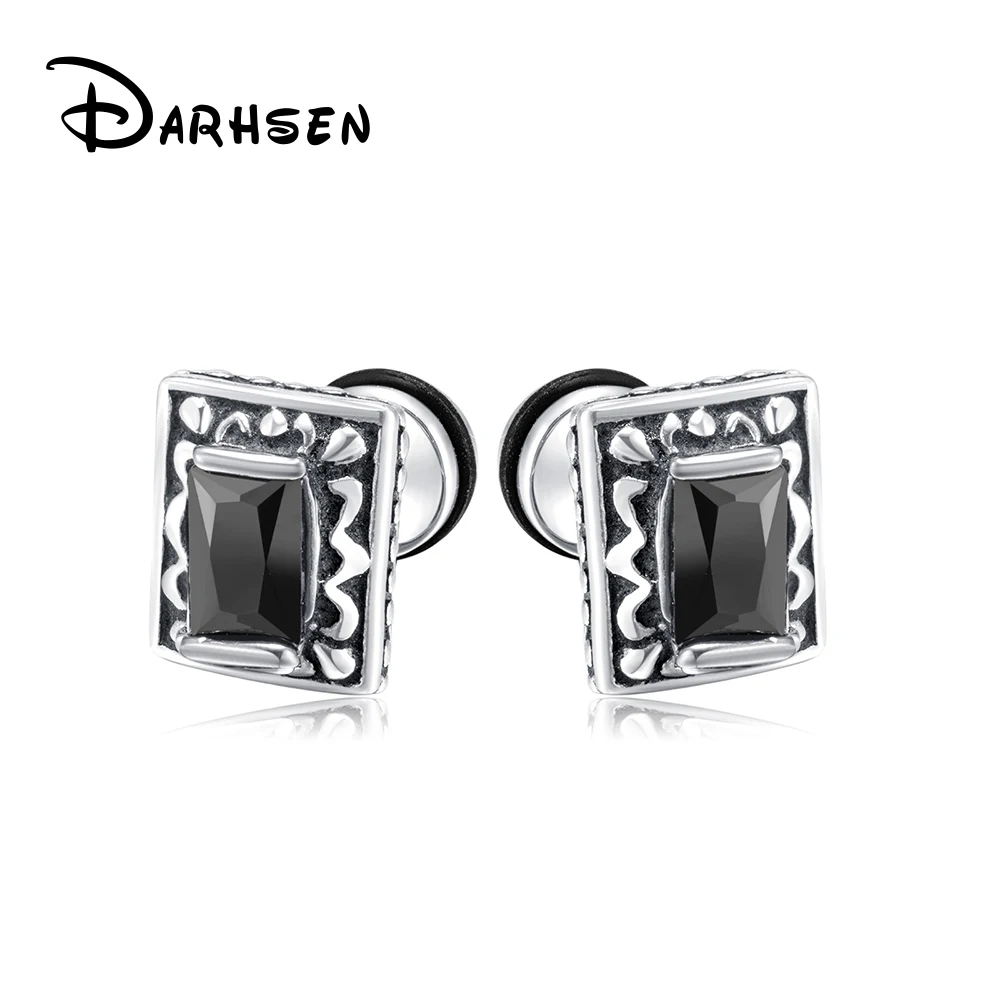 

DARHSEN Unisex Women Men White Cubic Zircon Black Stud Earring Silver color Stainless Steel Fashion Jewelry Gfit New 2023