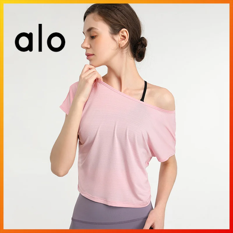 

Alo Yoga 2022 Summer Sexy Women's Short Sleeve Polyester Lightweight Breathable Top Sports Leisure Fitness Running T-shirt YD05