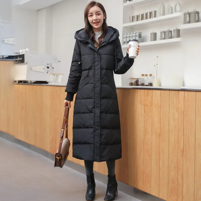 winter jacket coat women  Long down jacket women's knee length 2022 new fashion slim hooded coat