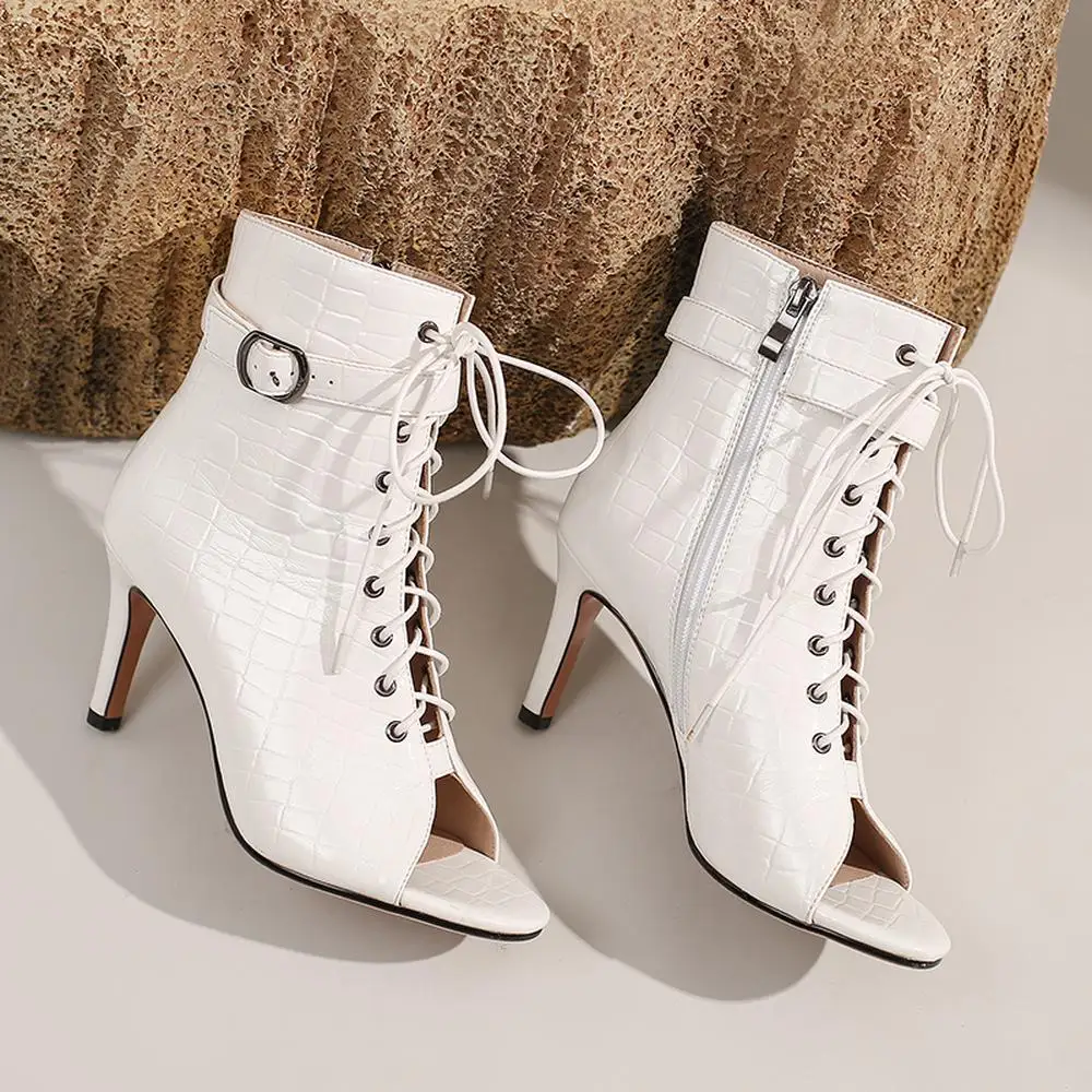 Outdoor Dance Shoes Patent leather White Black Fish Mouth Sandals Women's Jazz dance High Heels Sandals