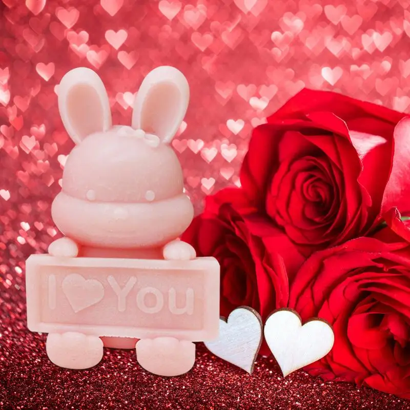 Формы для свечей силиконовая форма в виде кролика с надписью I Love You многоразовая