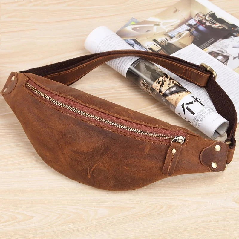 

Genuine Bag Chest Waist Small Pack Pack Pack Vintage Leather Waist Male Men Bag Genuine Fanny For Cow Leather Bag Men Summer
