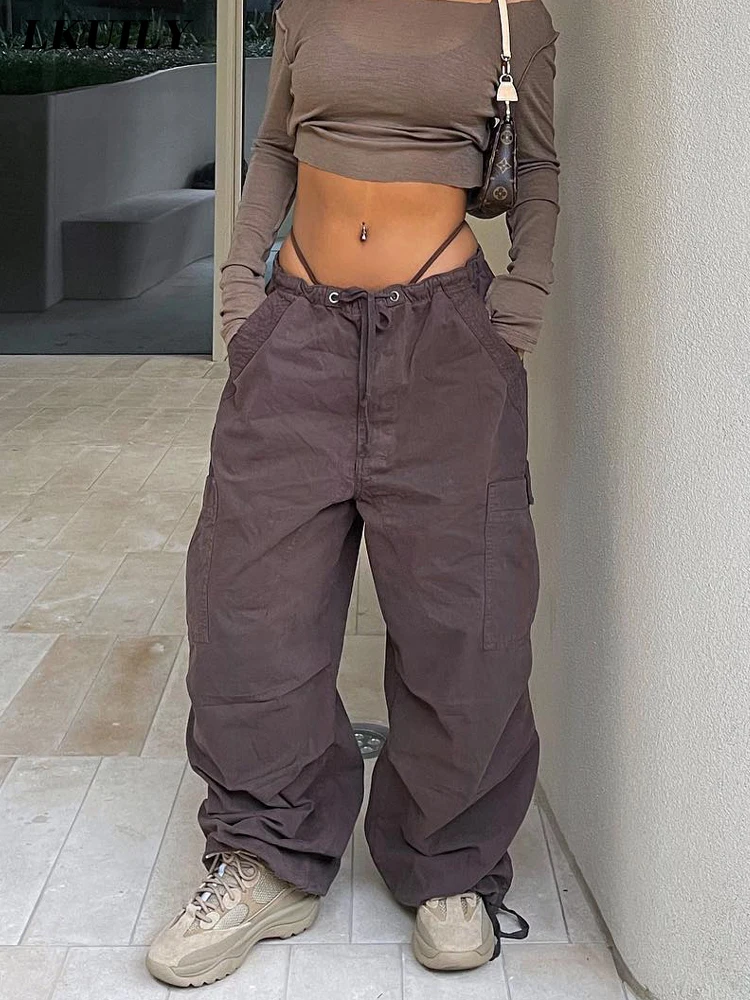 

Vintage Cargo Pants Baggy Jeans Women 2022 Overalls Fashion 90s Streetwear Big Pockets Wide Leg High Waist Straight Y2k Trousers