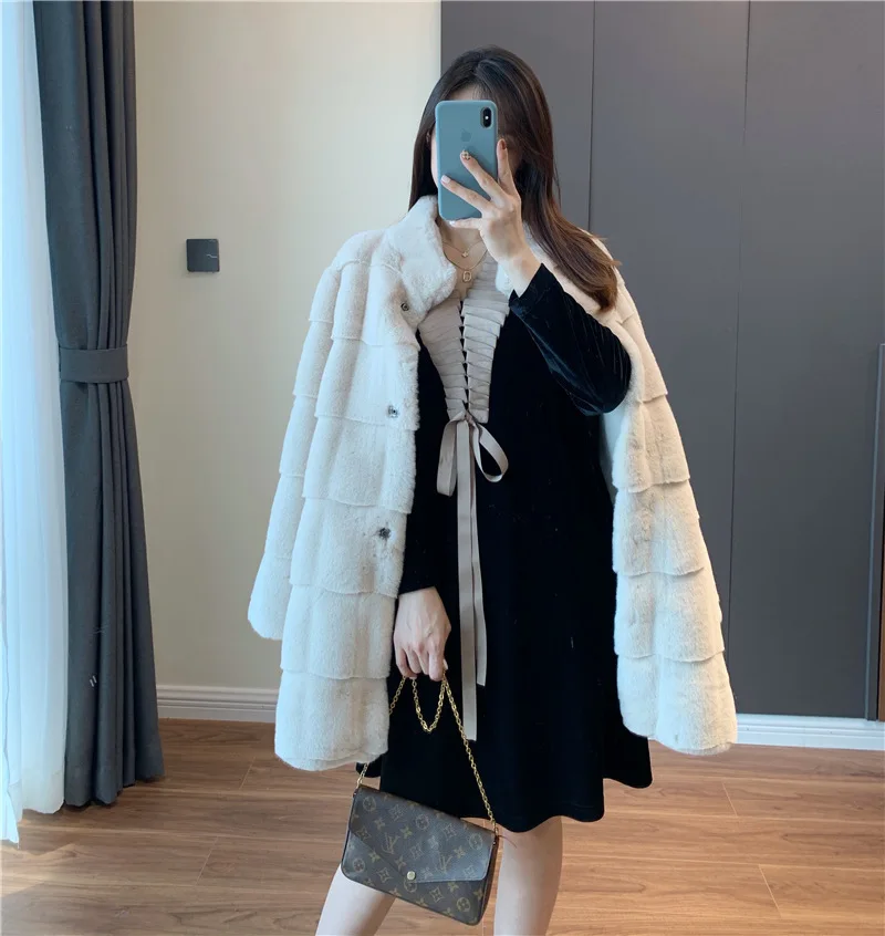 Fashion Coats Woman Winter 2022 Women's Winter Coats Fur Mink Fur Thick Winter High Street Other Slim Real Fur Long Coat