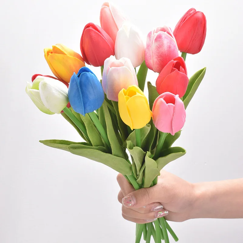 

10pcs High Quality Tulip Artificial Flower Real Touch Tulip Artificial Bouquet Fake Flower For Wedding Home Garden Vase Decor