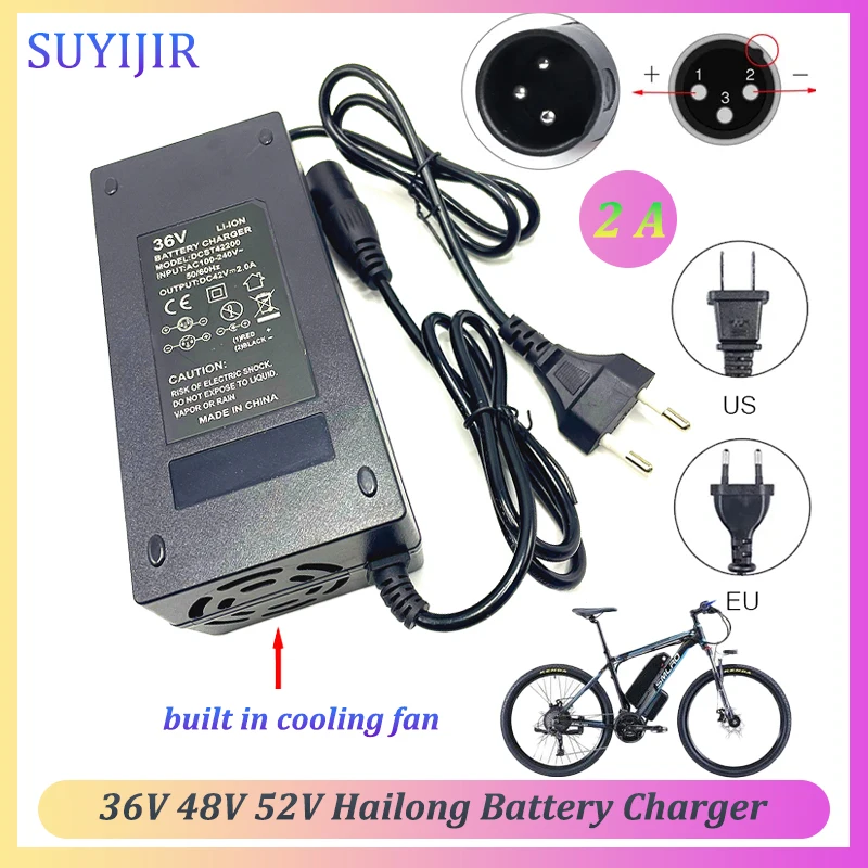 

36V 48V 52V Battery Charger for Hailong Electric Bicycle Lithium Batteries Pack for Bafang Motor Conversion Kits E-bike Charger