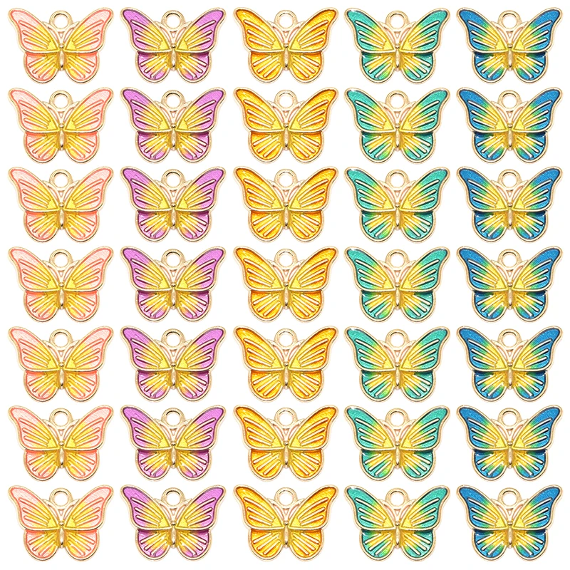 

10pcs Colorful Butterfly Enamel Charms Alloy Metal Drop Oil Pendants For DIY Necklace Bracelet Jewelry Making 18*13mm