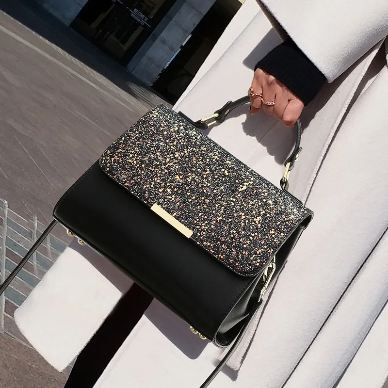 

100% Genuine Leather Handbags 2022 New Fashion Texture Crossbody Portable One-shoulder Crossbody Sequin Bag Purses and Handbags