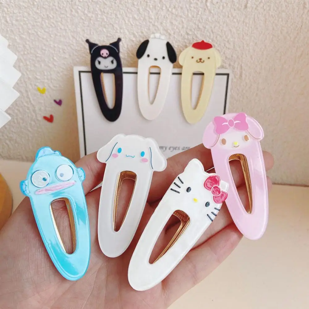 

Sanrio Cartoon Character Hairpin Hello Kitty Kulome Acrylic Hairpin Sweet Girl Children Side Clip Fashion Hair Accessories Gift