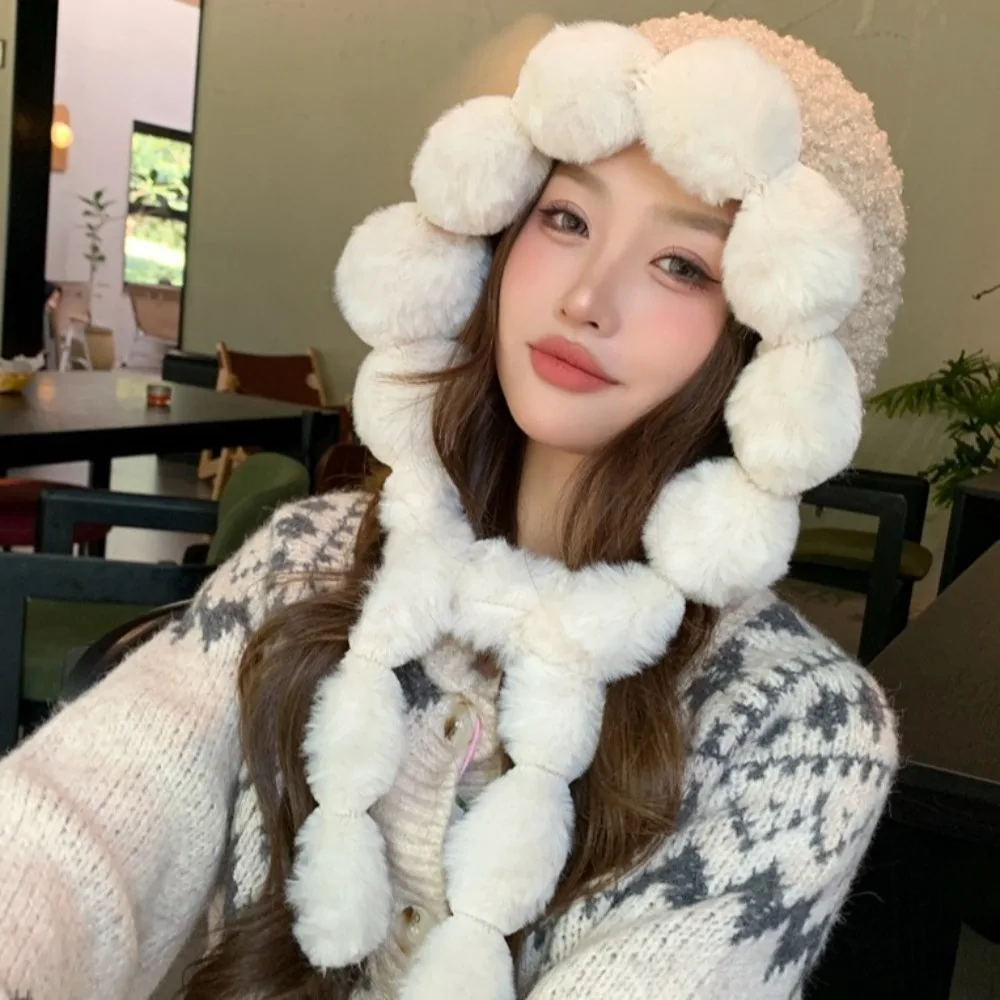 Шапка Вязаная унисекс с защитой ушей плюшевая ветрозащитная