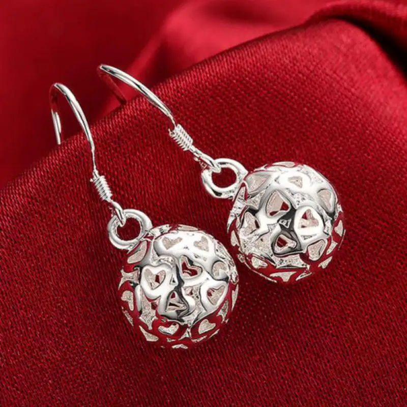 

Silver Plated Earrings Hollow Multiple Heart Ball Drop Earrings For Women Earing Jewelry Earring Silver Color Earings