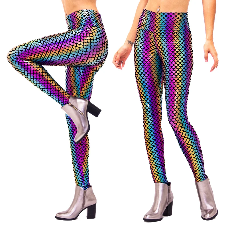 

Женские сексуальные обтягивающие леггинсы AIIOU с высокой талией, радужные леггинсы, женские обтягивающие длинные брюки, женская уличная Оде...