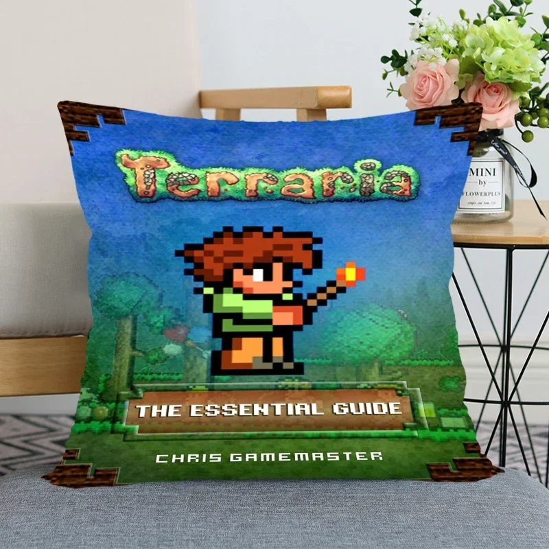 Фото Новая красивая наволочка Terraria в стиле аниме для спальни, искусственная наволочка, квадратный мягкий чехол №5