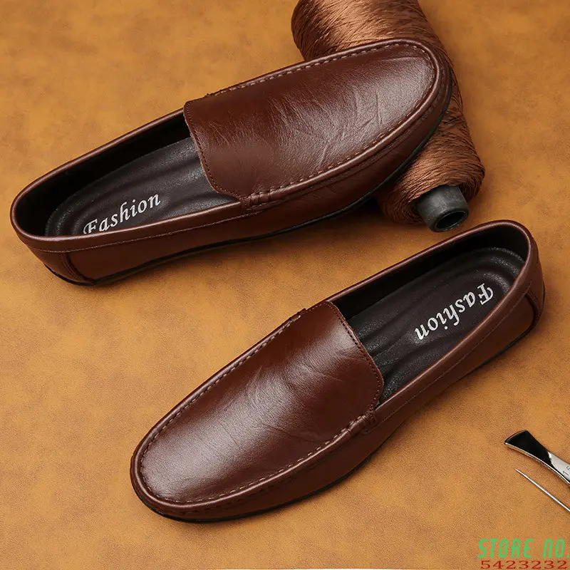 

2022 Men Boat Shoes Business Breathable Mens Loafers Shoes Moccasins Flat Shoes Casual Genuine Leather Footwear Slip on Antiskid