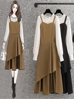 2022 new large womens wear korean fashion trend strap skirt sexy asymmetric design party spring and summer casual dress set