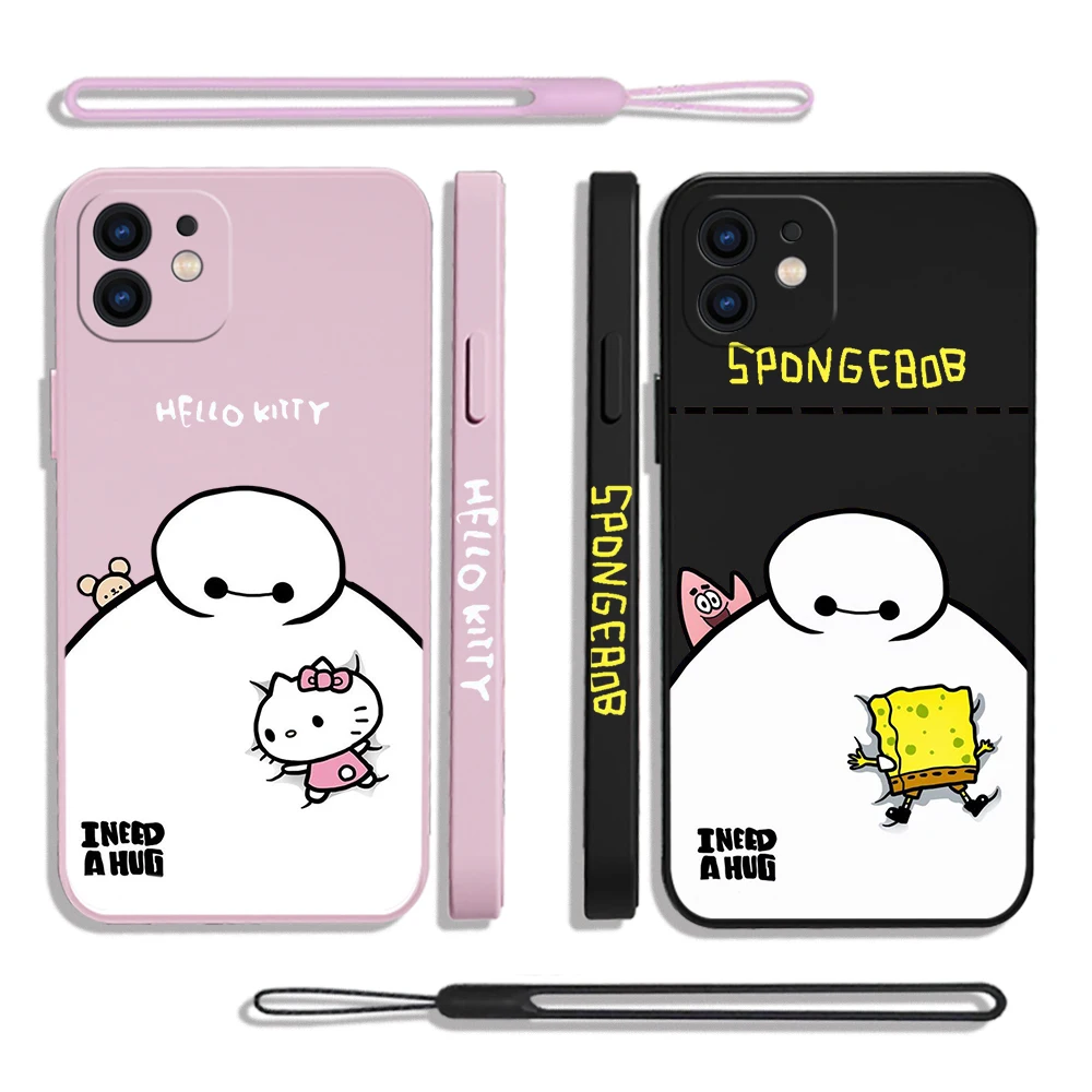 

Hello kitty Baymax Phone Case For Samsung Galaxy S23 S22 S21 S20 Ultra Plus FE S10 4G S9 S10E Note 20 10 9 Plus Lanyard Cover