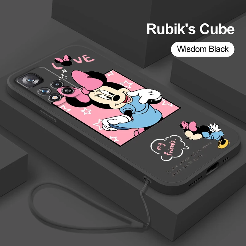 

Luxury Mickey Minnie Mouse Phone Case For Xiaomi Redmi Note 11 11S 11T 10S 10 9S 9T 9 8T 8 Pro Plus 5G Liquid Rope Soft Funda