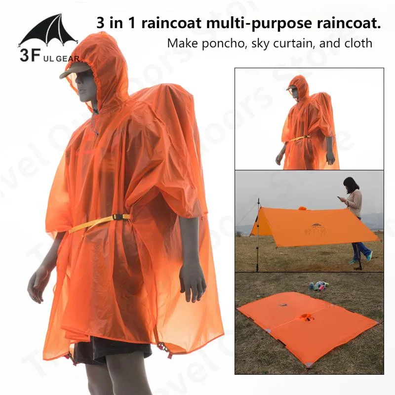 3F UL GEAR Сверхлегкий дождевик для кемпинга 225 г 15D/210T износостойкий с капюшоном