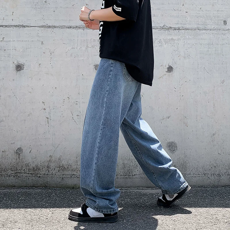 Blue Black Baggy Jeans Men Fashion Oversized Wide Leg Jeans Men Japanese Streetwear Hip Hop Loose Denim Pants Mens Trousers