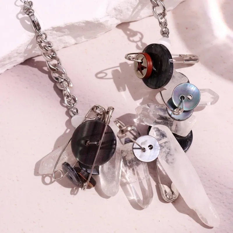 HUANZHI белый натуральный камень красочные пуговицы ожерелье модные украшения в