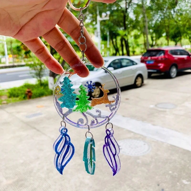 

M2EA DIY Christmas Keychain Silicone Epoxy Mold DIY Keychain Pendant Jewelry Crafting Mould for Christmas Love Gift Craft