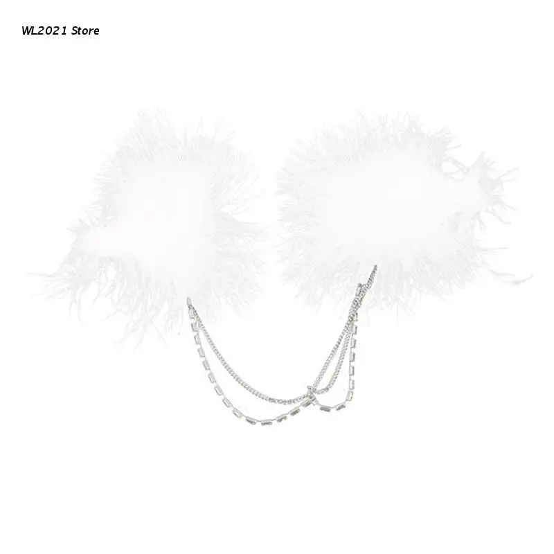 

Feather Hairpin White Hair Clips Headpiece Hanfu Hair Accs for Women Girls