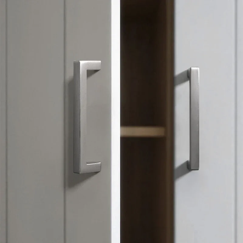 Квадратные матовые ручки для шкафа алюминиевый сплав черные кухонного ящиков