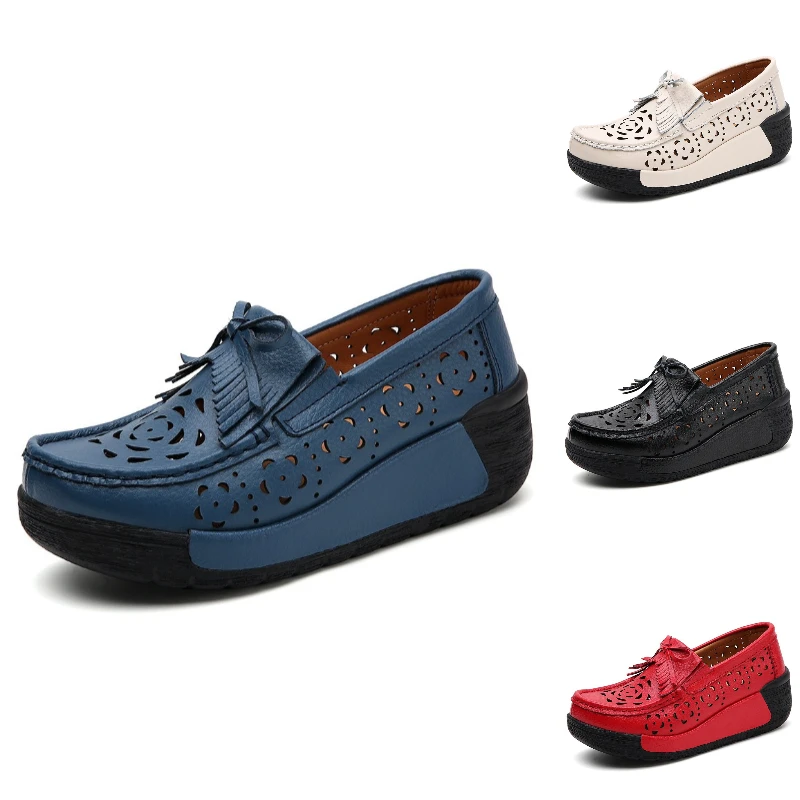 

Летние женские повседневные туфли, туфли на плоской подошве, туфли на платформе, слипоны для женщин на толстой подошве, высокие ажурные лоферы, дышащие женские