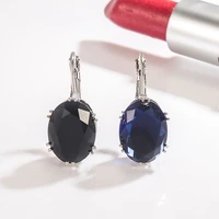 solid 925 silver blue sapphire drop earring for women aros mujer oreja silver 925 jewelry orecchini geometric topaz earrings