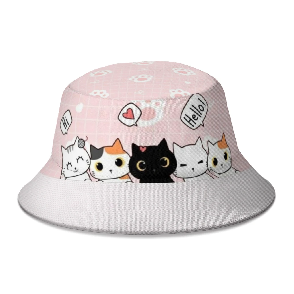 

Панама с милыми кошками Женская, розовая пляжная шляпа от солнца, для девушек, кепки с козырьком от солнца шапки для рыбаков