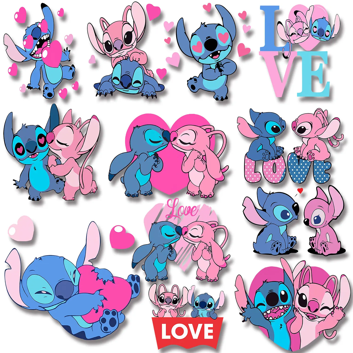 Stitch Love Disney  Iron-on Transfers for Clothing Firm and Fadeless  Stickers Easy to Use DIY Decoration