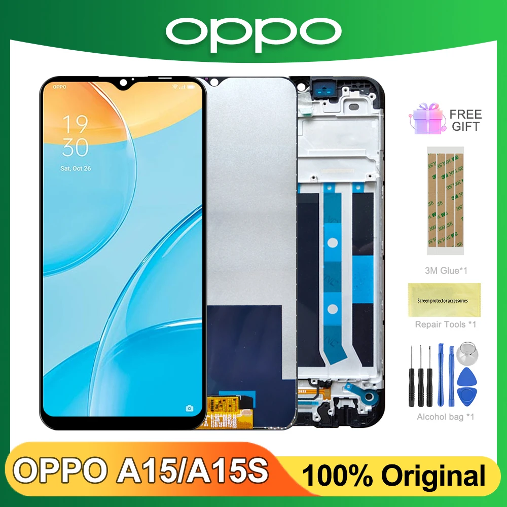 Оригинальный ЖК-дисплей 6,52 дюйма для OPPO A15s CPH2179, сенсорный экран, экран с дигитайзером в сборе, замена дисплея для OPPO A15 CPH2185
