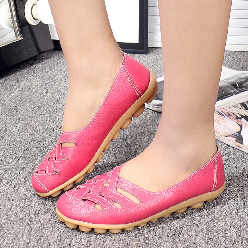 

Women Flats shoe Lightweight Low-cut Loafers Plus size Casual Running Shoe nurse working shoes Soft feminine hollow out Footwear