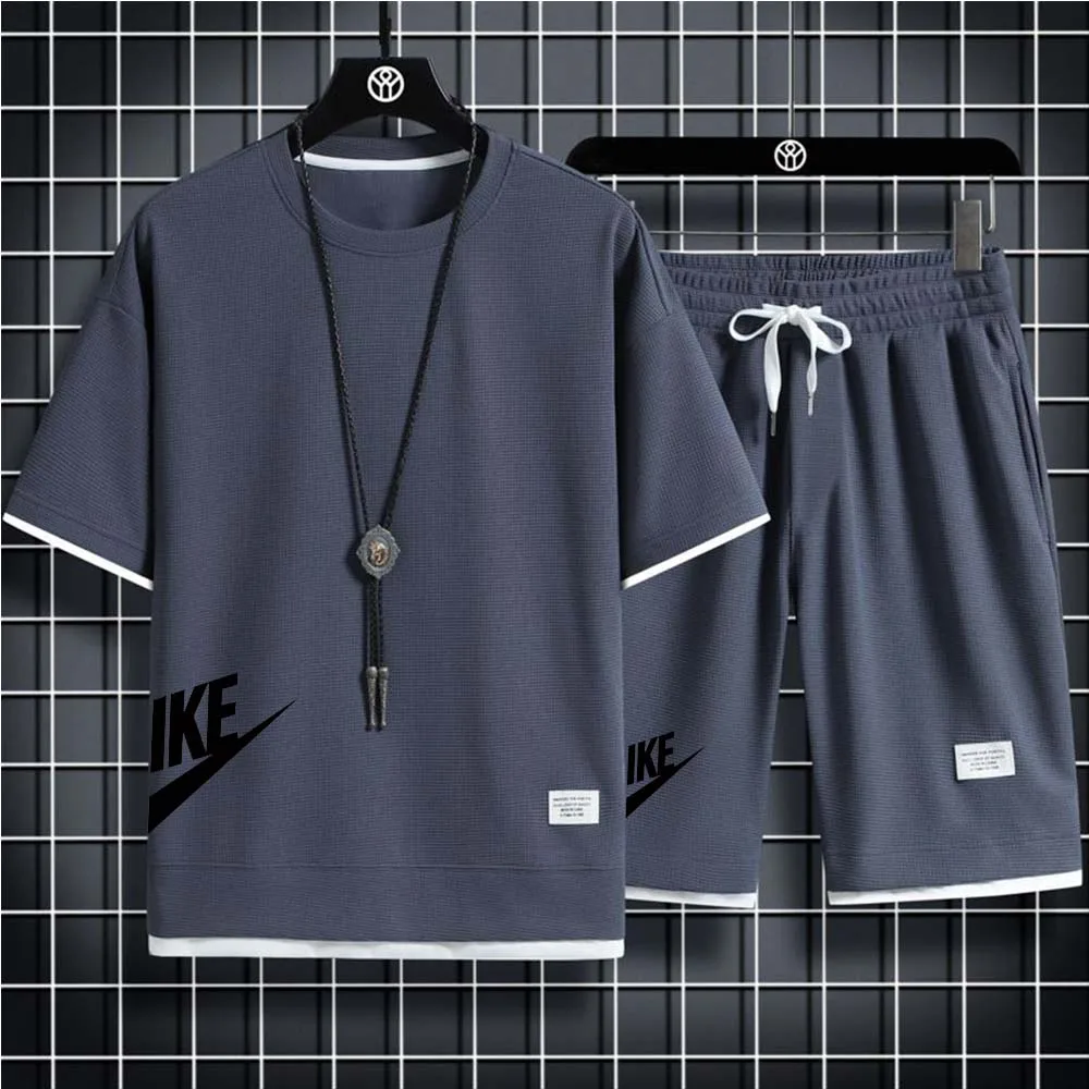 Summer Men's Sets Fashion Korean Tracksuit Men Short Sleeve T Shirts Sport Shorts Men Casual Men Clothing Linen Fabric