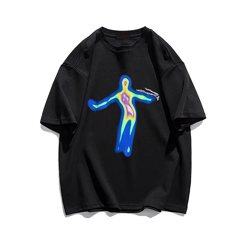 

New Summer Oversized Men T-shirt Women Y2k Distorted Portrait Funny Print Short Sleeve Harajuku T Shirt Hip Hop Streetwear Tee