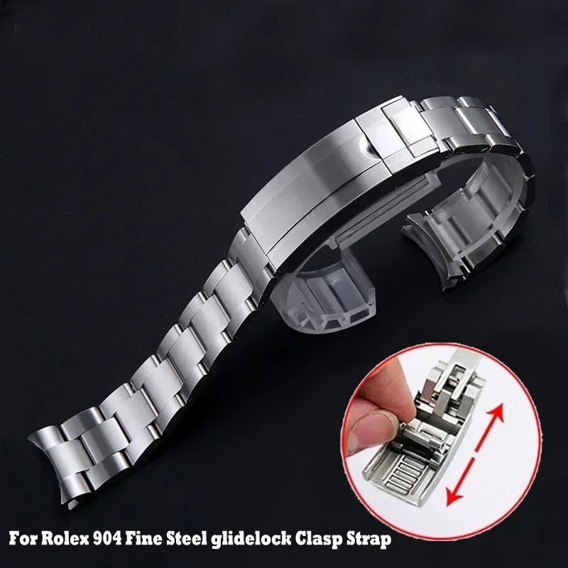 Ремешок для часов из нержавеющей стали Rolex Submariner Daytona Yach Master GMT Glidelock 904 браслет 20 мм