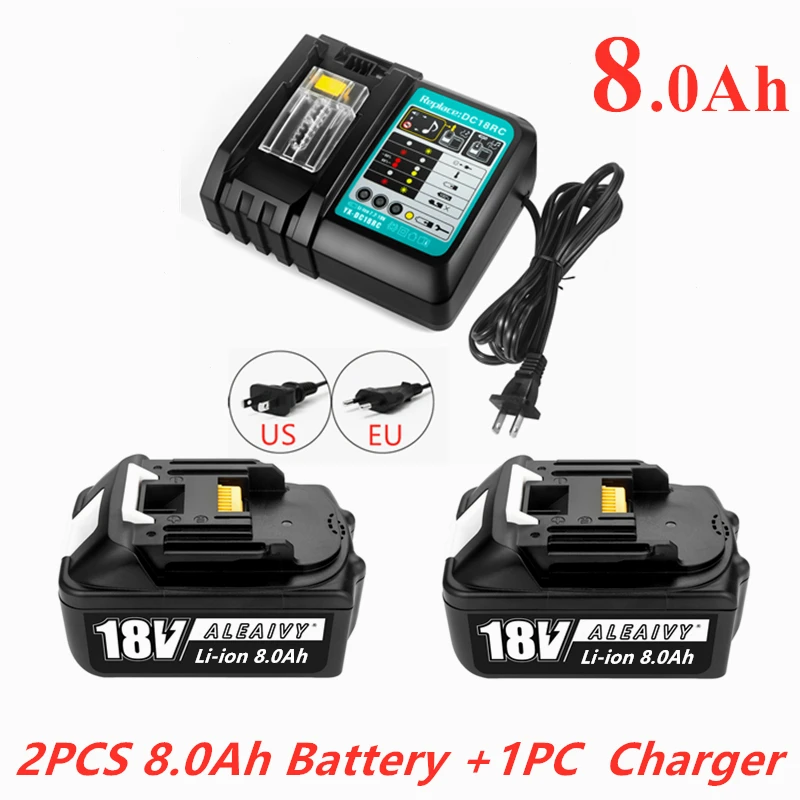 

Genuine With Charger BL1860 Rechargeable Battery 18V 8000mAh Lithium Ion for Makita 18v Battery 8Ah BL1850 BL1880 BL1860B LXT400