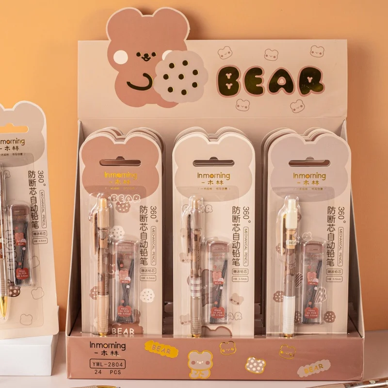 

Kawaii Cartoon Caramel Mechanical Pencil Set with Lead Cute Pencils Eraser Top School Office Writing Supplies Gift Stationery