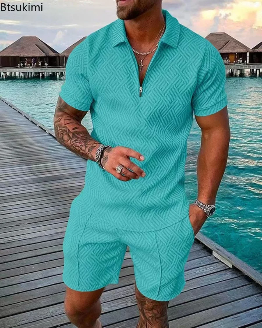 New 2023 Men's Summer Fashion Shorts Sets 2PCS 3D Print Casual Polo Shirts and Shorts Sets for Men Tracksuit Tops and Shorts
