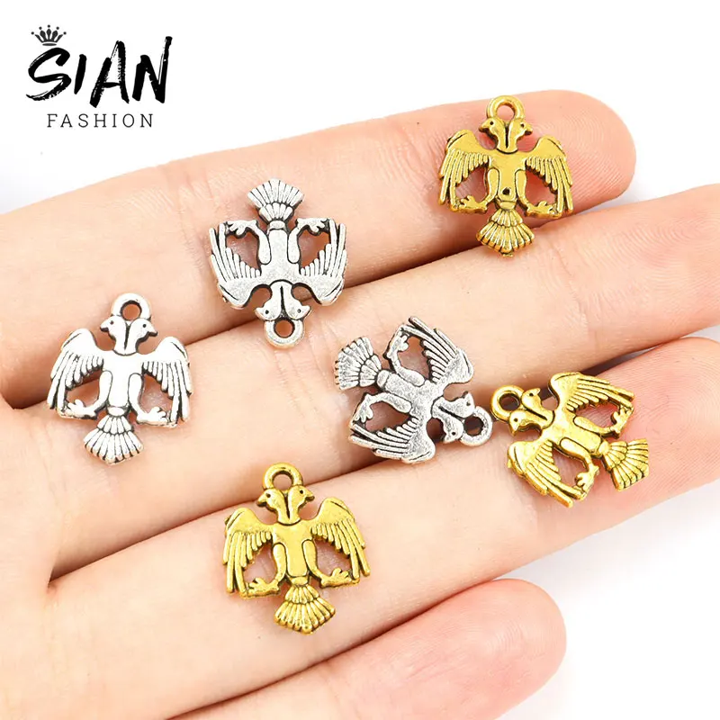 

30pcs Vintage Russian Double Headed Eagle Sign Charms Zinc Alloy Pendant Charms Handmade Accessories DIY Jewelry Making Necklace